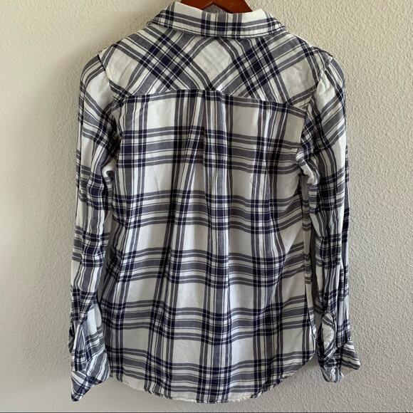 RAILS Plaid long Sleeve Button Front Blue and White Window Pane Small - Picture 6 of 8